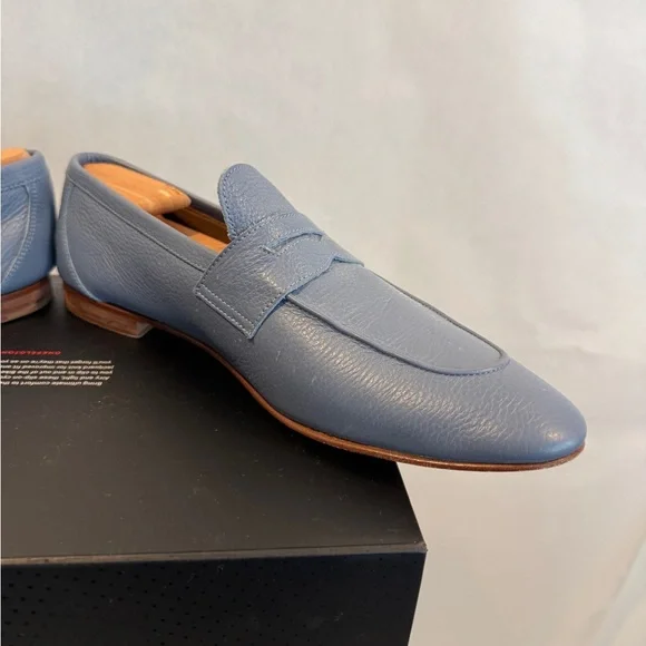 Donald J. Pliner Slate Blue Leather Loafers - Picture 6 of 16
